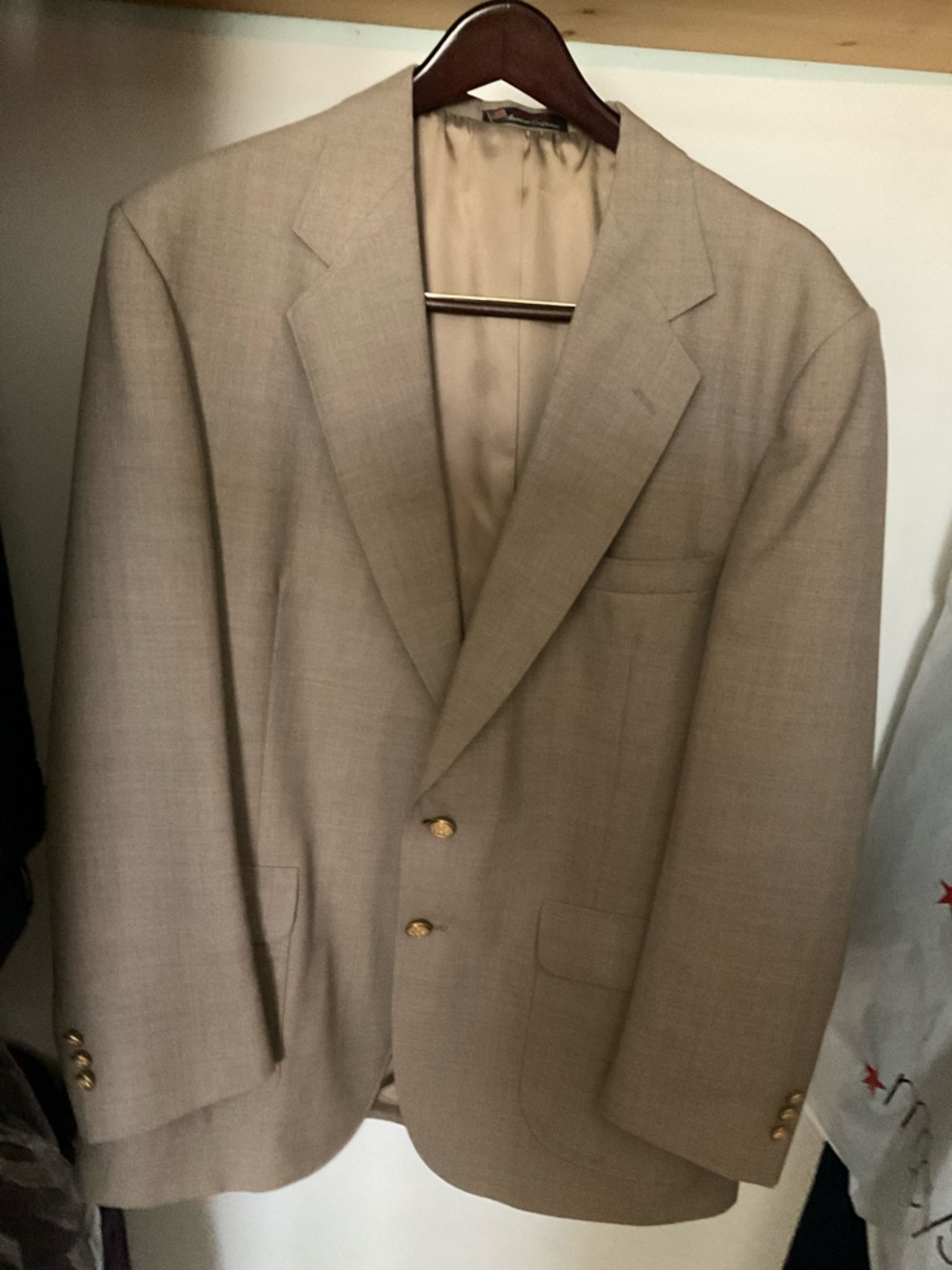Stafford Beige Two-Button Sport Coat